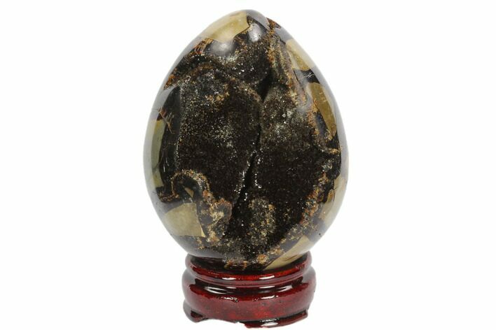 Septarian Dragon Egg Geode - Black Crystals #123042